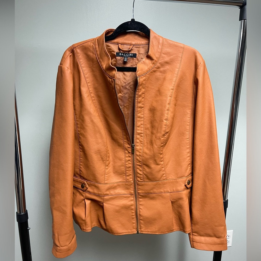 BACCINI Faux Leather Jacket Camel